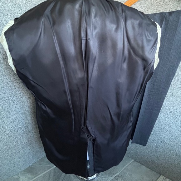 Hart Schaffner Marx Gray Blue Pinstripe Wool Suit 42L 2 Piece Hidden Flaw - Picture 12 of 16